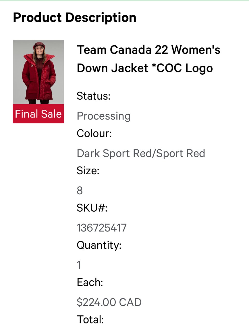 Canada Team 的红色羽绒服被我...