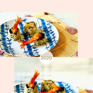 吃着不愿放手的💕天妇罗虾寿司🍣吃完为止✌...