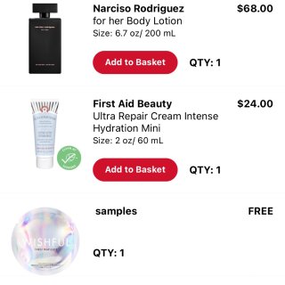 Narciso Rodriguez 纳西索·罗德里格斯,First Aid Beauty,Free sample Wishful Skincare by Huda Kattan | Sephora
