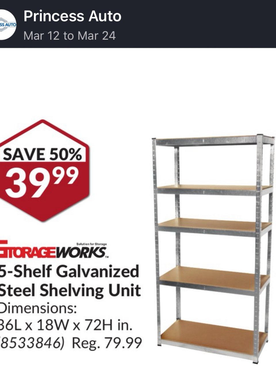 5-Shelf Galvanized Steel Shelving Unit