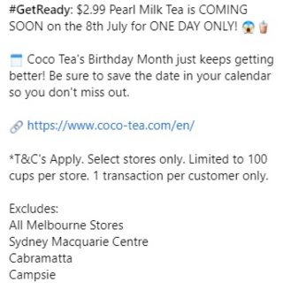 【薅羊毛】澳洲CoCo奶茶 限时限量$2...