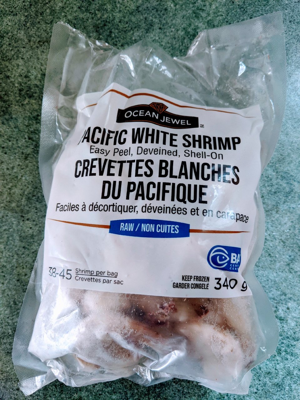 $5/包沃尔玛买的冰冻大西洋白虾...