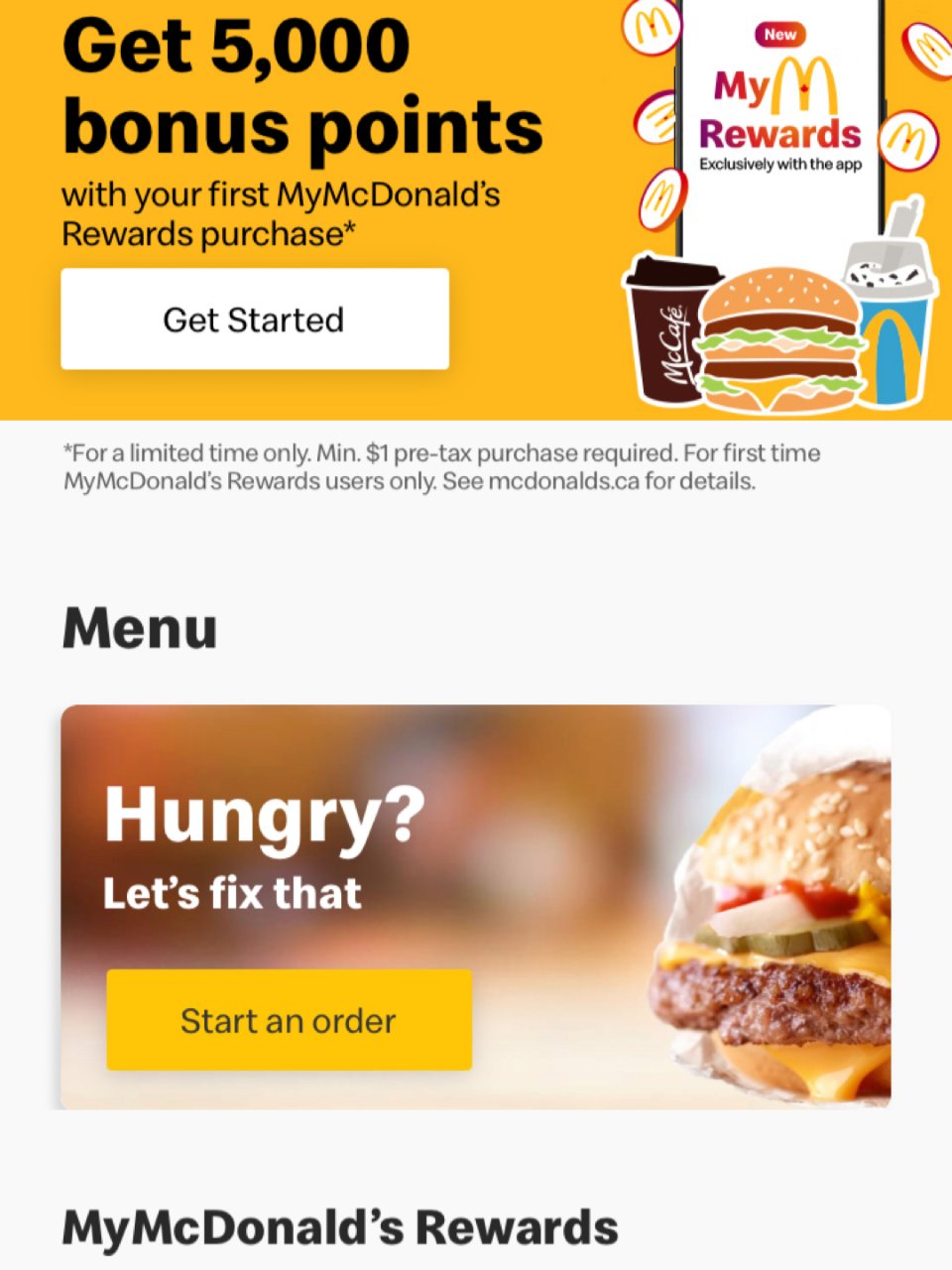 麦当劳🍔新用户任意订单送5000积分...
