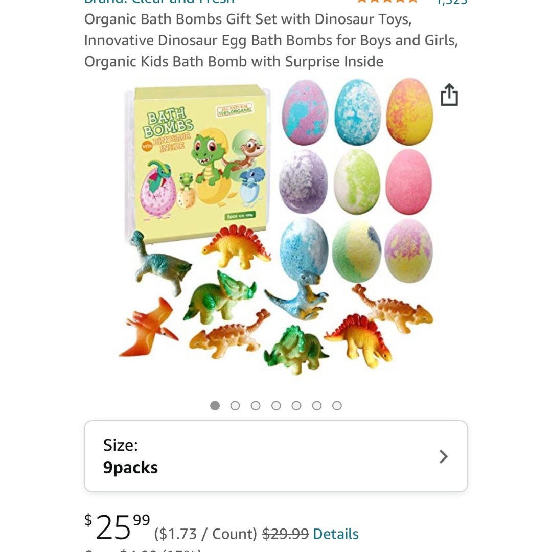 organic bath bombs gift set with dinosaur toys, innovative