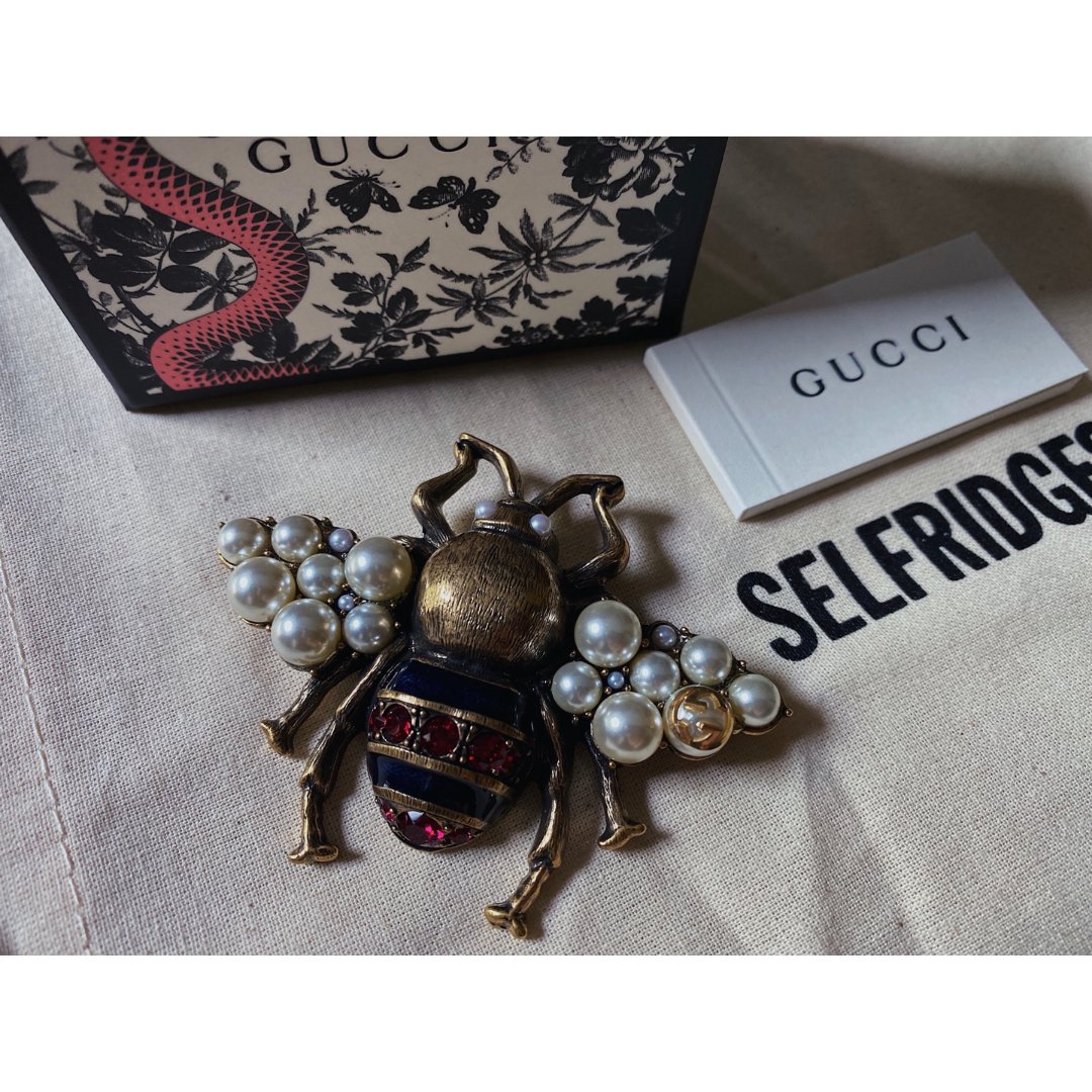 gucci 黄铜蜜蜂胸针