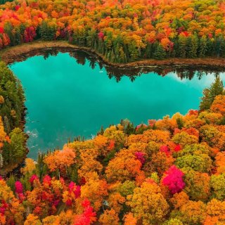 秋季必来❤️这个季节的心形湖也太美了吧！...