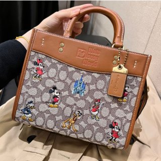 Disney X Coach Rogue 25 In Signature Textile Jacquard With Mickey Mouse And Friends Embroidery | COACH®