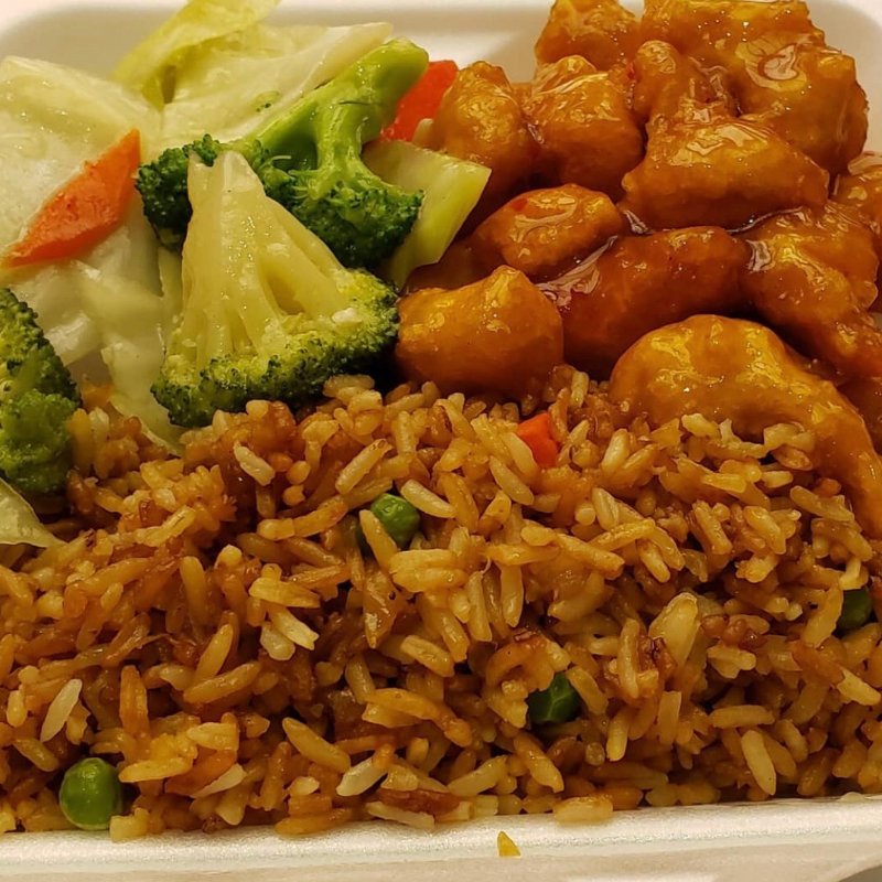 orange chicken with fried rice