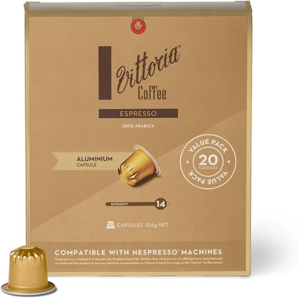 Vittoria Espresso 100% 阿拉比卡 Nespresso 兼容铝胶囊 20 粒