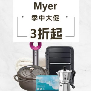 Myer季中大促⚡新秀丽联名款行李箱史低$189，30cm铸铁锅$60