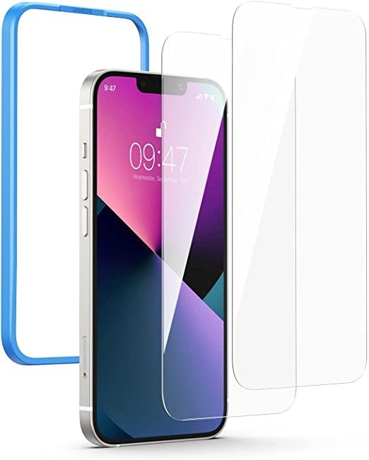 Screen Protector Compatible with iPhone 13/13 Pro 6.1 Inch 2 Pack Full-Screen Anti-scratch Anti-fingerprint Case-friendly Bubble-Free Premium HD Clear Film Phone Tempered Glass Protector with Easy Installation Alignment Frame