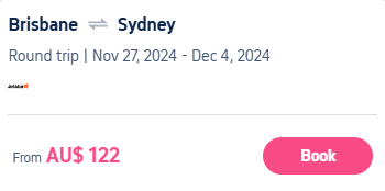 布里斯班-悉尼往返特价机票
