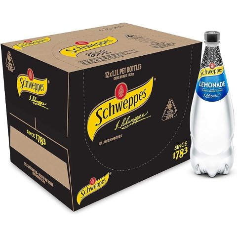 Schweppes 柠檬苏打水, 12 x 1.1L