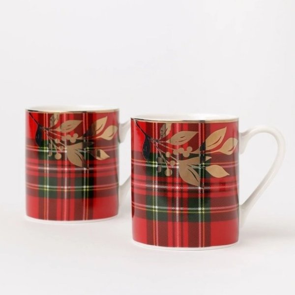 Heirloom Tartan Mug Set of 2 in Red