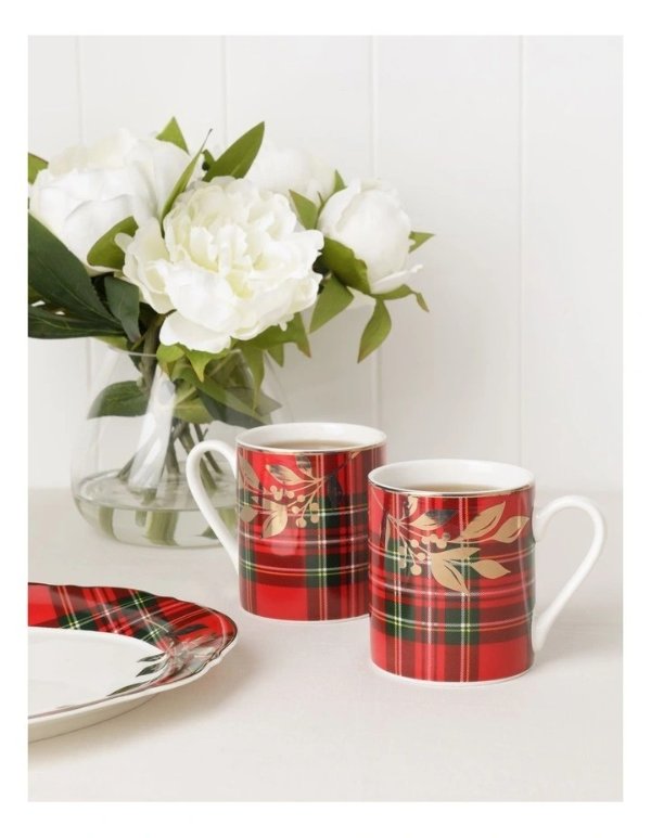 Heirloom Tartan Mug Set of 2 in Red