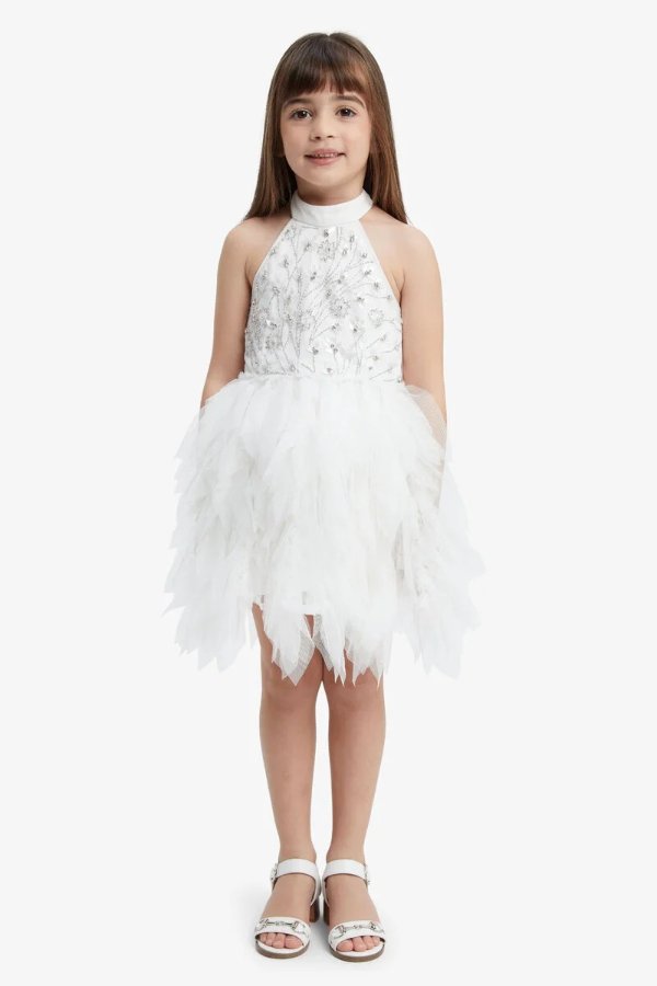 girls sylvie beaded dress in ivory