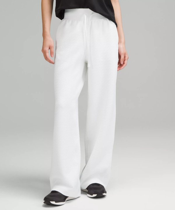 Textured Wide-Leg High-Rise Track Pants Asia Fit