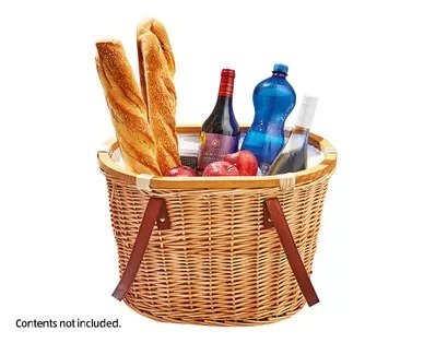 Picnic Cooler Basket with Wooden Lid