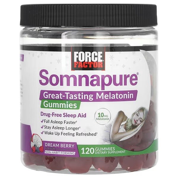 Force Factor, Somnapure®，美味褪黑荷尔蒙软糖，香甜浆果味，10 毫克，120 粒软糖（每粒软糖 5 毫克）