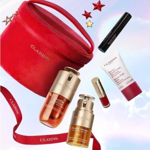 Clarins赠礼🎁 收双萃精华、弹簧面霜、兰花面油