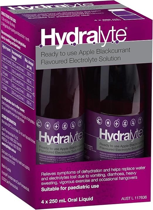 Hydralyte 即用型电解质溶液 苹果黑加仑味 4x250 mL