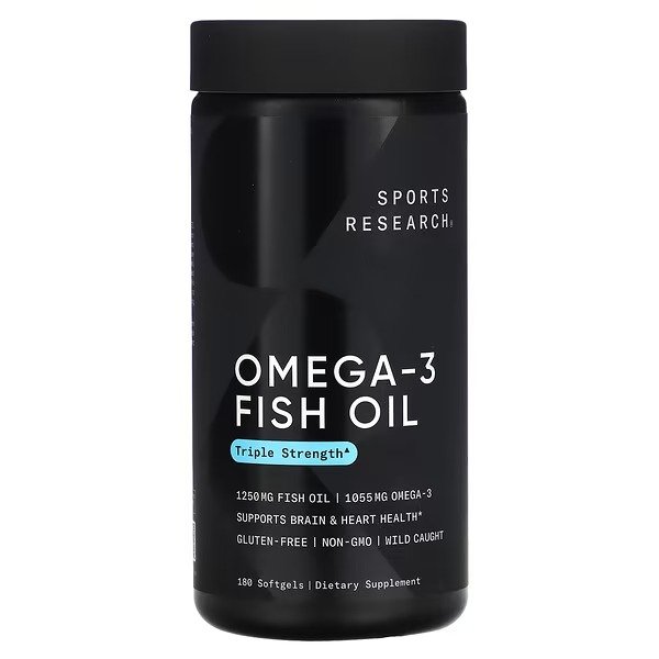 Sports Research, Omega-3 鱼油，三倍功效，180 粒软凝胶