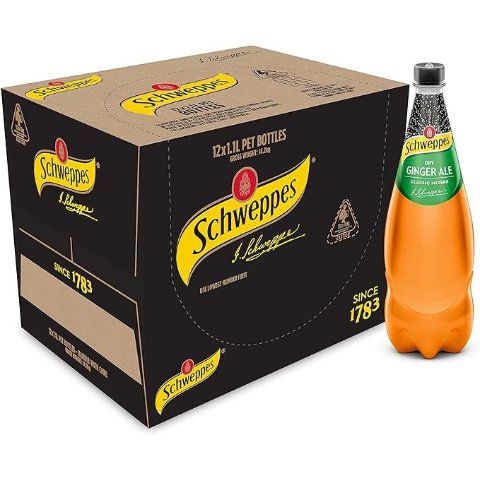 Schweppes 干姜汁汽水，12 x 1.1L