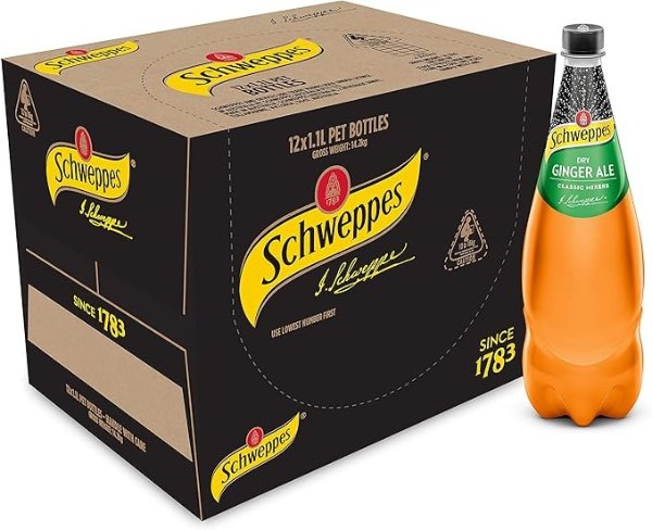 Schweppes 干姜汁汽水，12 x 1.1L