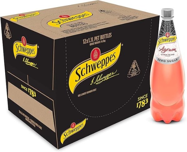 Schweppes 柑橘零糖，12 x 1.1L