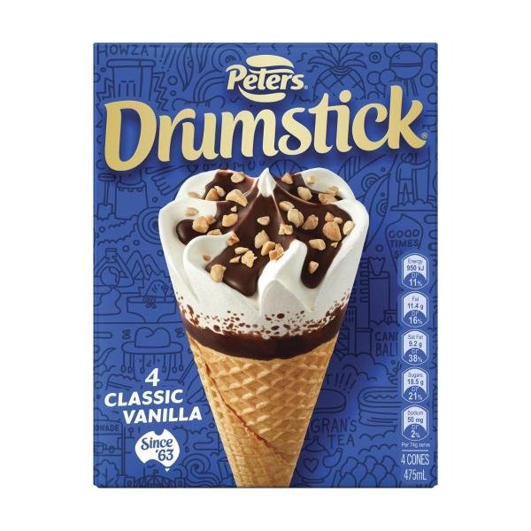 Peters Drumstick 经典香草甜筒 4 件装  | 475mL