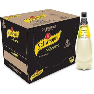 Schweppes柠檬和青柠矿泉水，12 x 1.1L