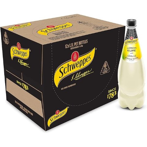 Schweppes 柠檬和青柠矿泉水，12 x 1.1L