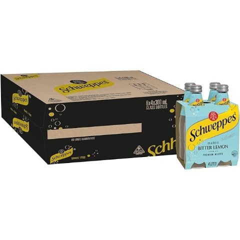 Schweppes 柠檬混合气泡水，4 x 300 毫升（6 包）