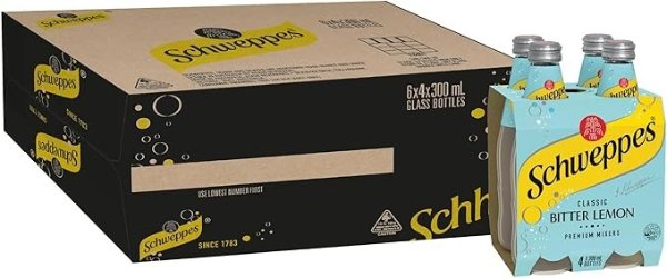 Schweppes 柠檬混合气泡水，4 x 300 毫升（6 包）