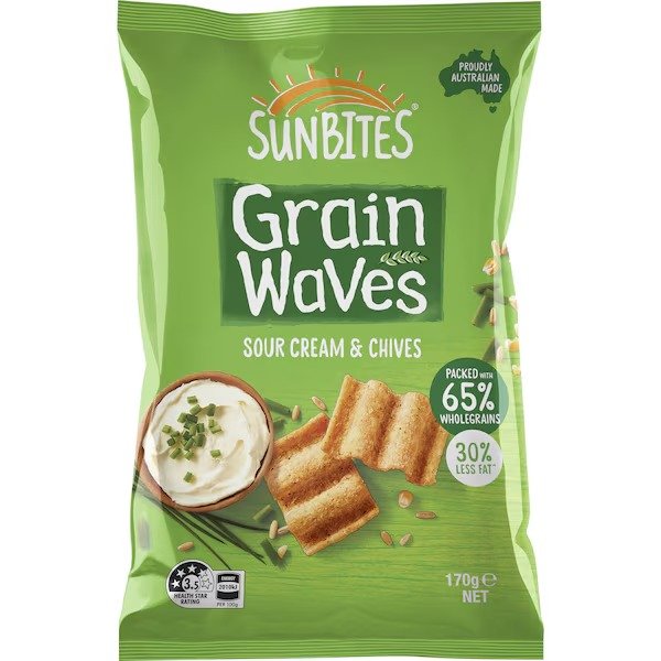 Sunbites Grain Waves 全麦零食酸奶油和Chives 170 克