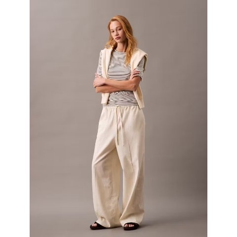 Calvin Klein宽松亚麻裤