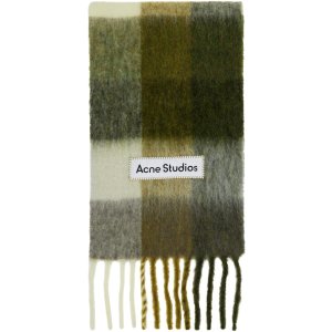 Acne Studios绿色格子马海毛围巾