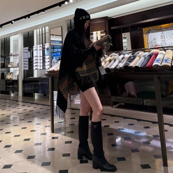 格纹双面披肩