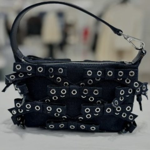 牛仔小号蝴蝶结铆钉包