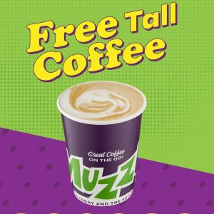 Muzz Buzz免费送饮品☕咖啡、Chai,、热巧三选一