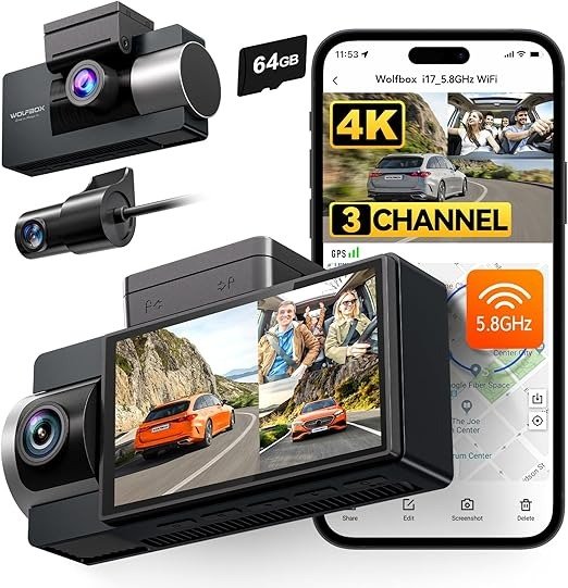 WOLFBOX i17 4K三路行车记录仪 64GB