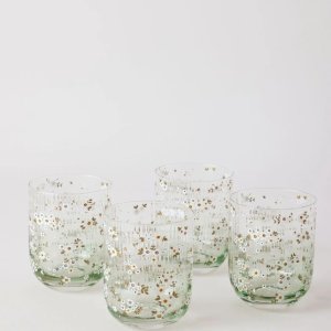 Jardin 绿花纹玻璃杯 4只装