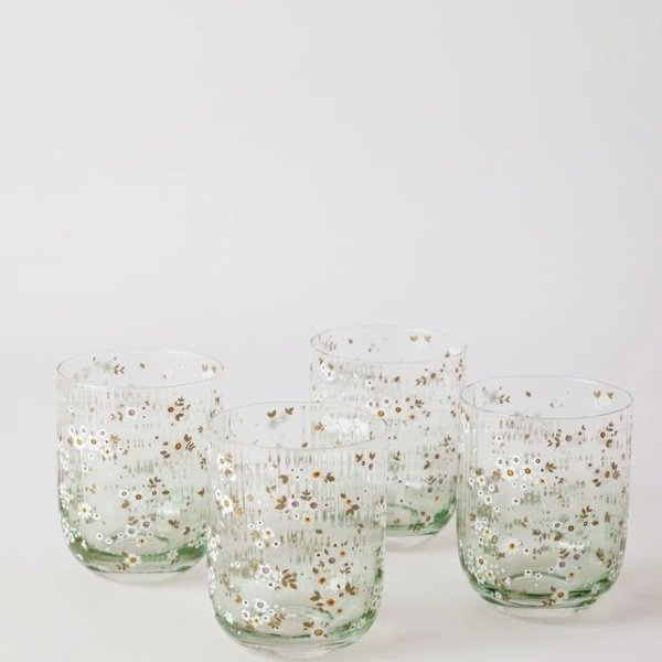 Jardin 绿花纹玻璃杯 4只装