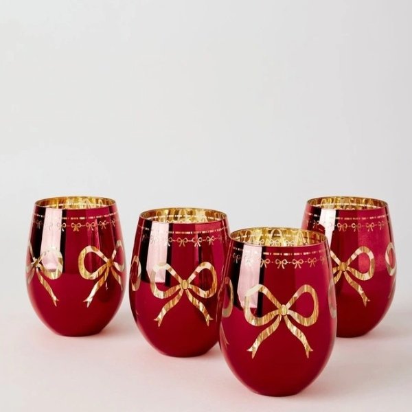 Bow 红色玻璃杯 4只装