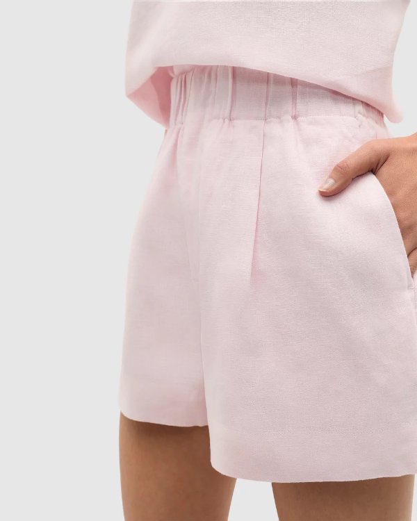 Core 亚麻阔腿短裤