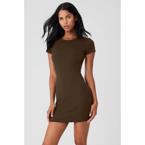 Goddess 罗纹短袖连衣裙