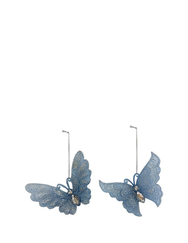 10cm 蓝色蝴蝶蜻蜓亚克力挂饰 2件
