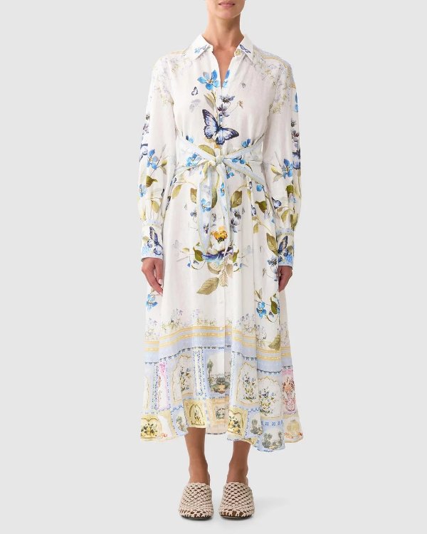 Waist Tie 印花衬衫裙