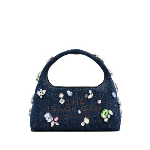 水晶装饰牛仔单肩包