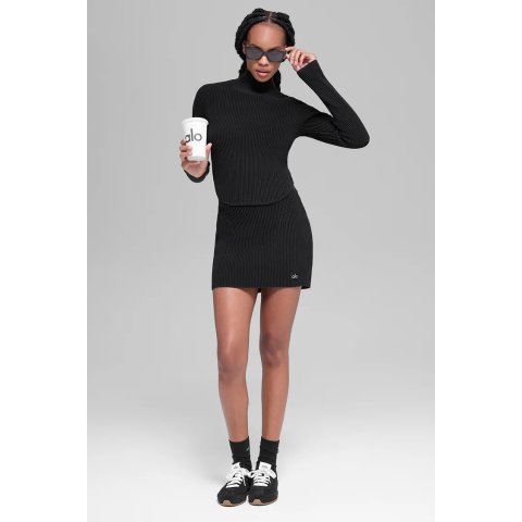 Denim 高腰针织裙